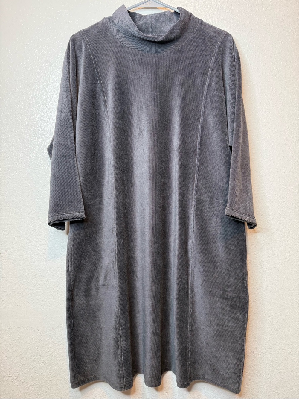 Pure Jill J. Jill Corduroy Velour Mock Neck Shift Dress Size LP Petite Large New